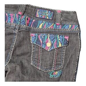Coogi Embellished Bootcut‎ Jeans Dark Wash Graffiti Splatter Logo Women's 11/12